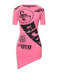 Discount - GCDS Short Dress For Women Fuchsia